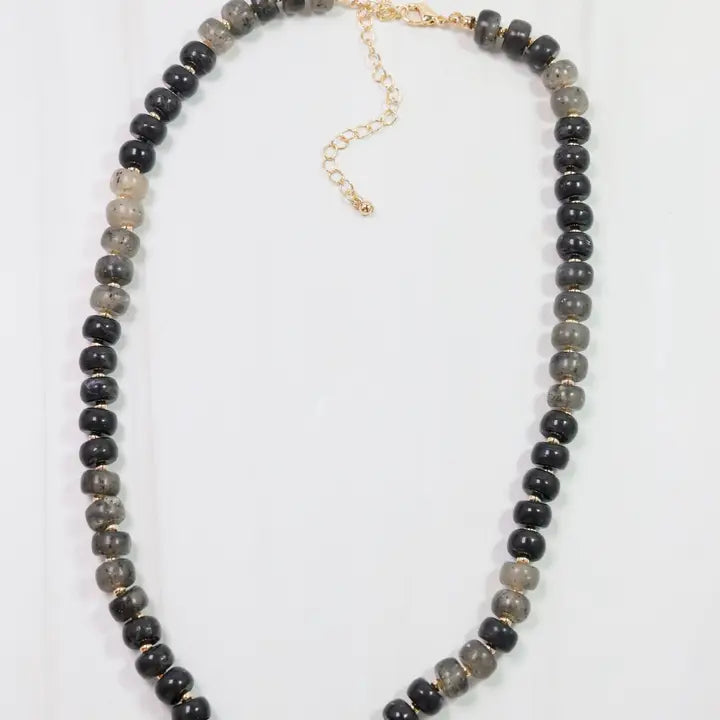 Tiara Beaded Toggle Necklace Black