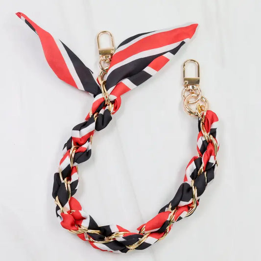 Serafina Scarf Purse Chain - Black Red Stripe