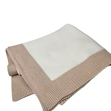 Jersey Knit Blanket with Contrast Rib Border