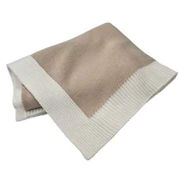 Jersey Knit Blanket with Contrast Rib Border
