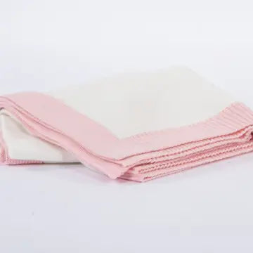 Jersey Knit Blanket with Contrast Rib Border