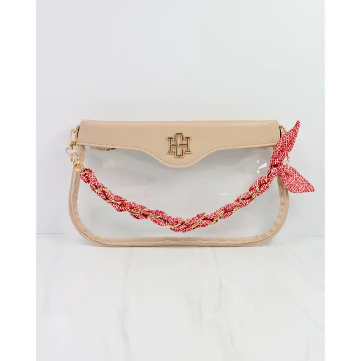 Serafina Scarf Purse Chain - Red White Geo