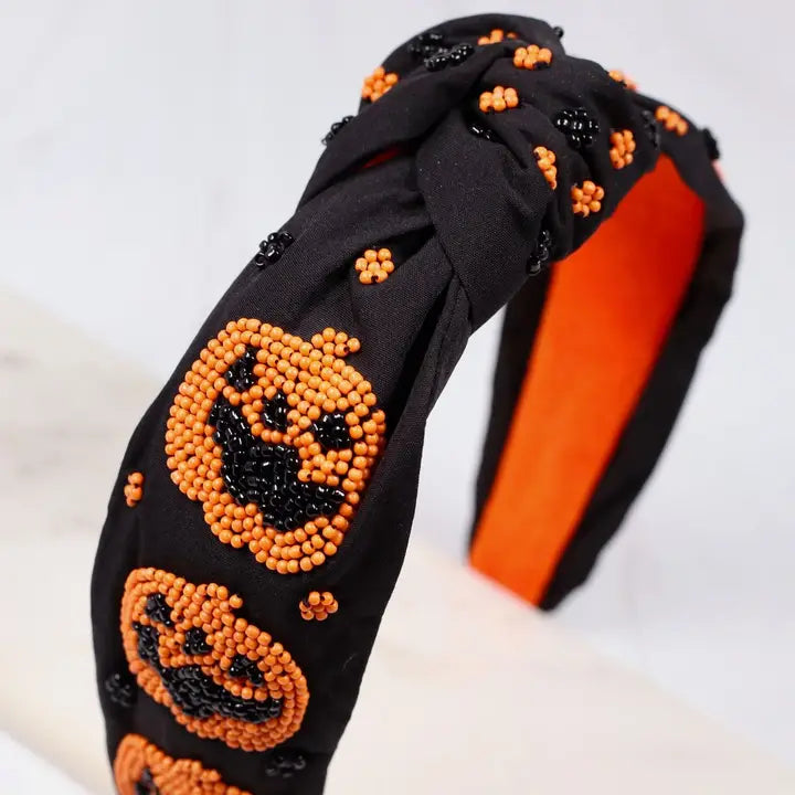 Jack O Lantern Beaded Headband