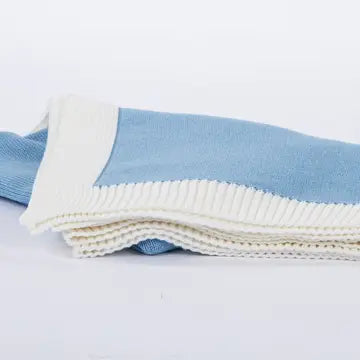 Jersey Knit Blanket with Contrast Rib Border