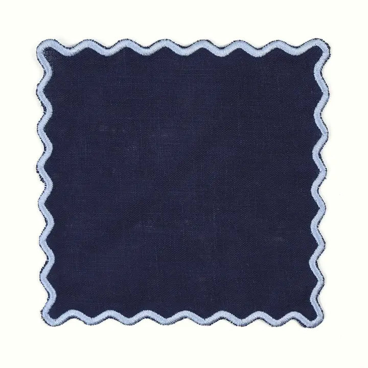 Navy Linen Square Cocktail Napkins - Set of 4
