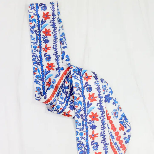 Serafina Scarf - Navy Red Floral