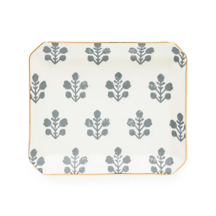 Slate Floral Medium Trinket Tray