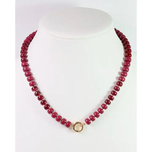 Tiara Beaded Toggle Necklace Burgundy