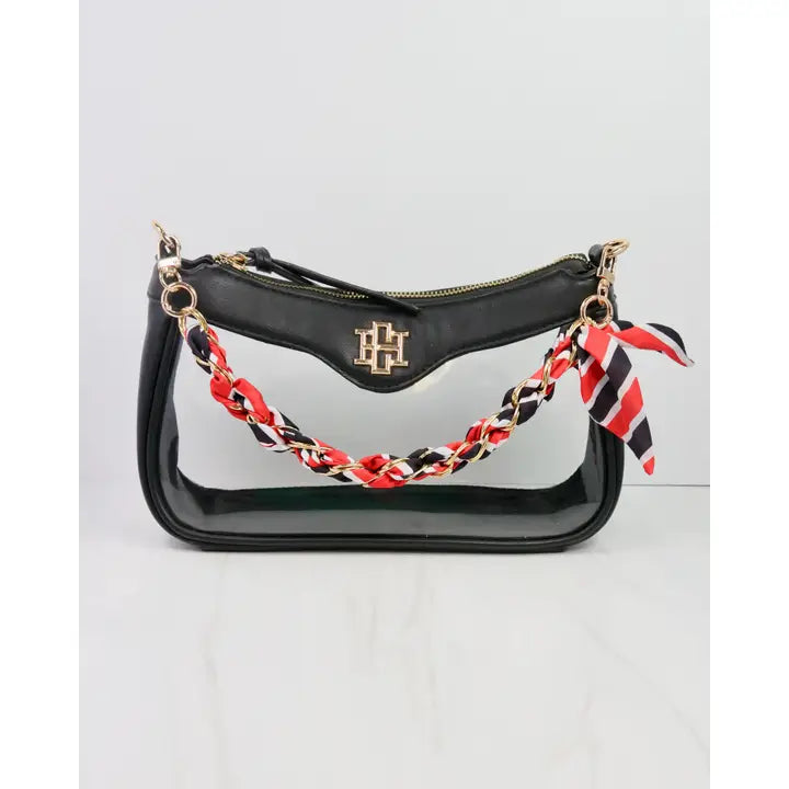 Serafina Scarf Purse Chain - Black Red Stripe
