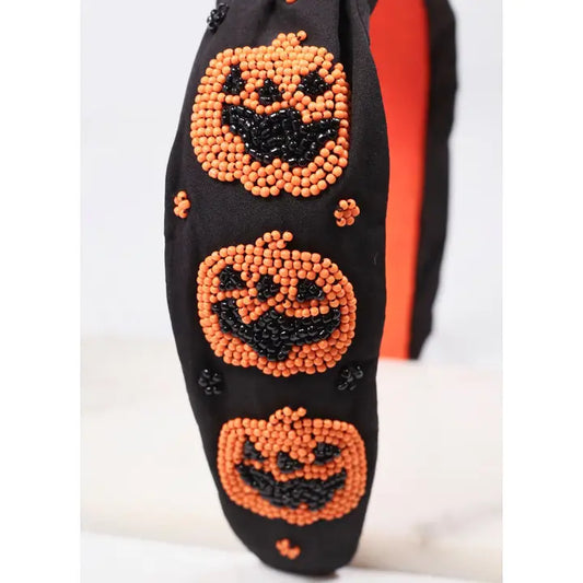 Jack O Lantern Beaded Headband