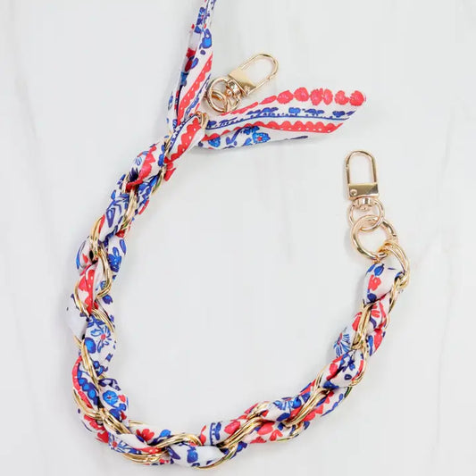 Serafina Scarf Purse Chain - Navy Red Floral