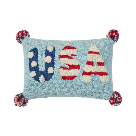 USA Pom-Pom Hook Pillow