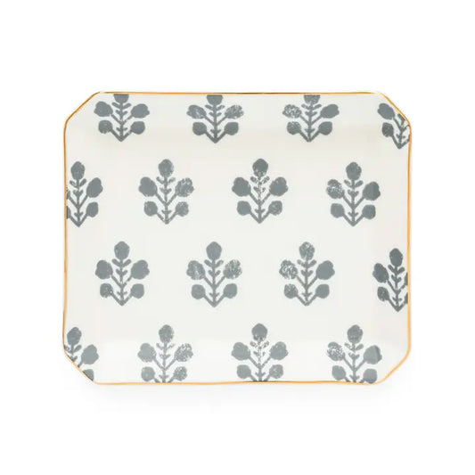 Slate Floral Medium Trinket Tray